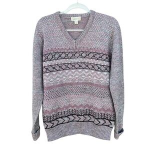 VTG Alexxus Exclusive Knit Grandpa Sweater Purple Geometric Fair Isle XL Taiwan